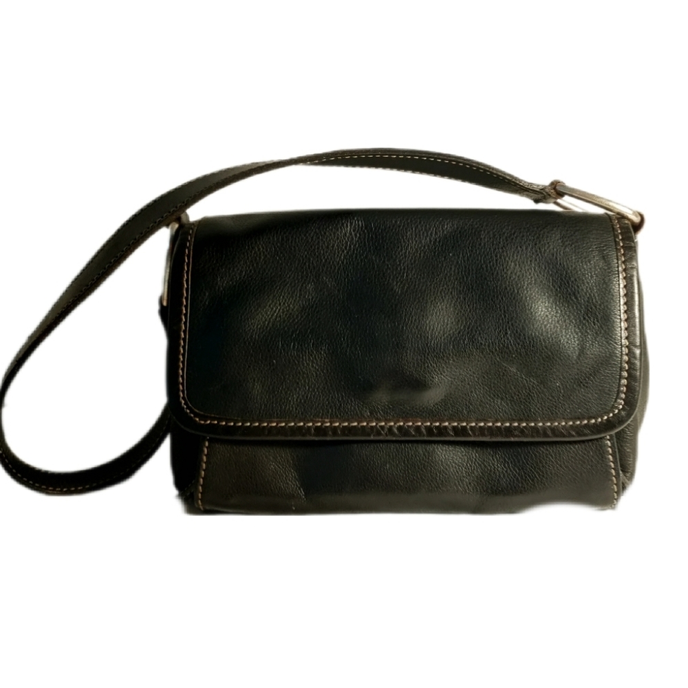 Black leather fossil vintage shoulder bag